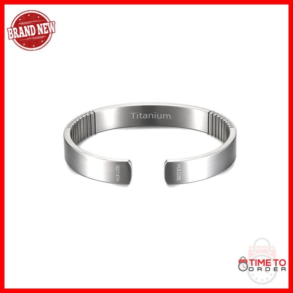 Titanium Cuff Bracelet for Men 10mm Wide Hypoallergenic Spring Fit